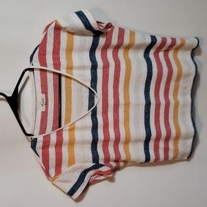 MADEWELL Skyline V Neck Shirt in Jay Stripe Size XXS
